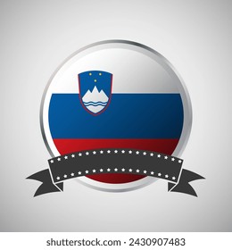 Vector Slovenia Round Flag Banner Vector Illustration