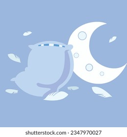 Vector Slumber Party. Pillow and moon illustration