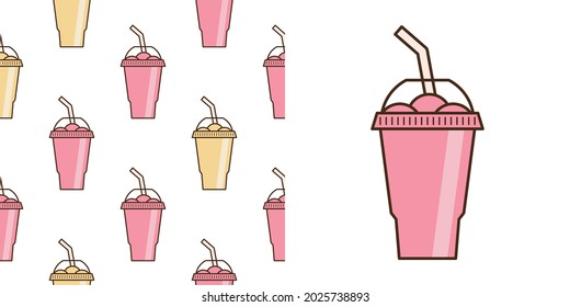 Vector Slush Drink Isolated Icon. Cartoon Ice Cup (Frozen Drink). Emoji Clipart Drawing Of Tropical Smoothie Shake.