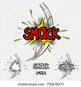 Vector "Smack" Comic Illustration with Black and White Version and single elements