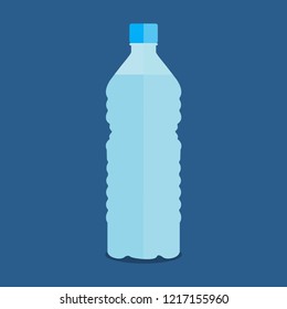 Vector small bottle of pure water on a blue background