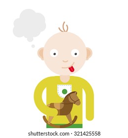 Vector small boy children with toy
