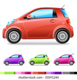 vector small car (4 colours)