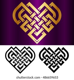 Vector small celtic heart isolated on white background
