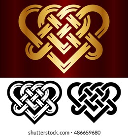 Vector small celtic heart isolated on white background