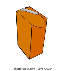 Vector Small Chocolate UHT Milk with plastic straw at transparent effect background