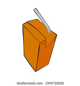 Vector Small Chocolate UHT Milk with plastic straw at transparent effect background