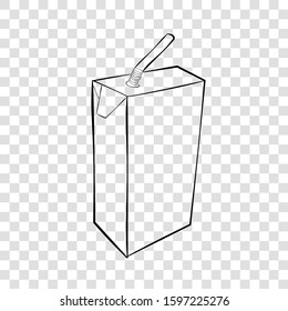 Vector Small Chocolate UHT Milk with plastic straw at transparent effect background
