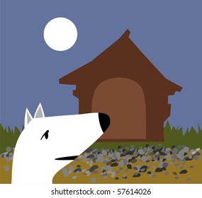 Vector. Small dog misses