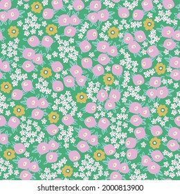 Vector small flower illustration motif ditsy seamless repeat pattern digital file pattern artwork home decor print fashion fabric surface design textile