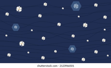 vector small flower pattern on blue background