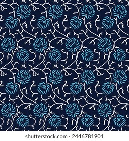 vector small flower pattern on navy background