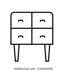 Vector small four-door cabinet with outline style