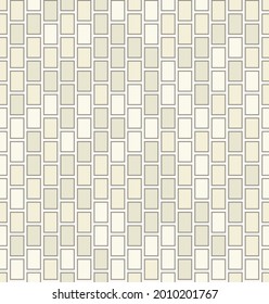 Vector small geometric rectangle grid random cream grey color seamless pattern on white background. Use for fabric, textile, interior decoration elements, upholstery, wrapping, template.