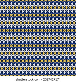 Vector small geometric shape ethnic tribal seamless background. Modern blue yellow colorful pattern. Use for fabric, textile, interior decoration elements, upholstery, wrapping.
