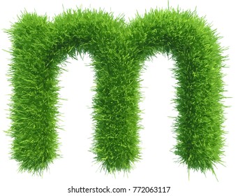 Vector small grass letter m on white background.