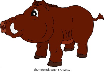 vector - small and happy wild boar isolated on background