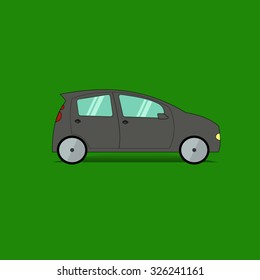 Vector small hatchback car, transport.