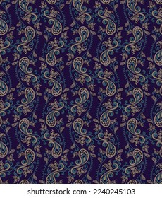 Vector Small Paisley Seamless Floral Pattern On Background