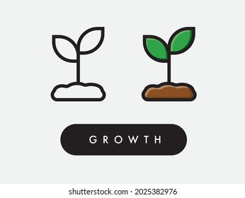 Vector small plant growth soil icon illustration