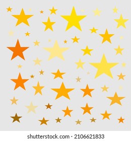 Vector small stars and there are also big ones with yellow to gold colors