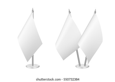 Vector small table flag set, isolated on white background.