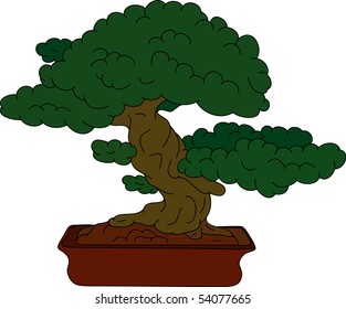 vector - small tree at pot isolated on background