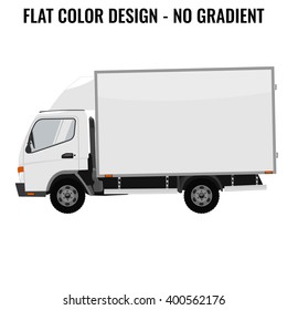 Vector small truck. Cargo delivery. Solid and Flat color  design. White truck car for transportation. Corporate identity.