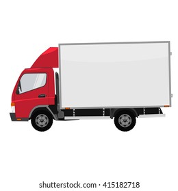 Vector small truck. Cargo delivery. Solid and Flat color  design. Truck car for transportation. Mock up for corporate identity.