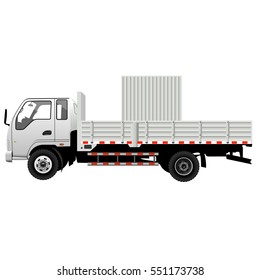 Vector small truck gray long open body