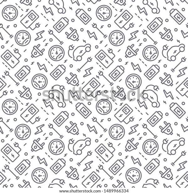 Vector Smart Car Pattern Design in
thin line style. Seamless Modern Texture for
Website