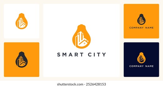 Vetor de cidade inteligente, logotipo e modelo de design de ícone disponível, pode ser usado em várias mídias facilmente, editável
