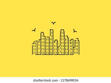 Vector smart city - real estate logo on a Yellow background