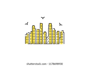 Vector smart city - real estate logo colorful