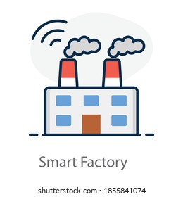 Eine Vektorgrafik intelligenter Fabrik im modernen Flachstil 