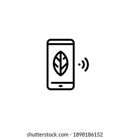 Icono de teléfono inteligente del vector. Plantilla lineal de tecnología de agricultura digital wifi. Concepto de gestión de tierras de cultivo para smartphone. Ilustración del símbolo de dispositivo de agricultura plana