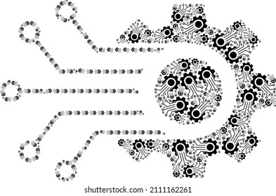 Vector smart gear links icon collage. Smart gear links collage is constructed of random self smart gear links parts. Fractal combination of smart gear links icon.