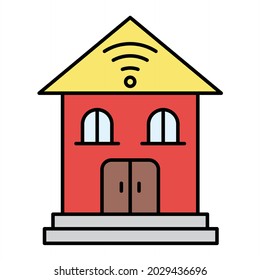 Vector Smart Home Filled Outline Icon Design
