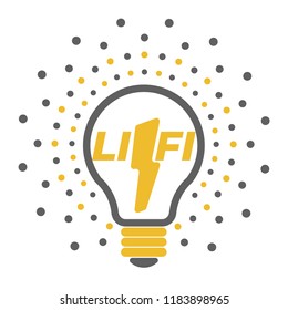 Vector smart home light concept with outline lamp bulb icons and lightning. Business flat logo template for modern company or new hi-tech project LI-FI.