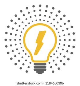 Vector smart home light concept with outline lamp bulb icons and lightning. Business flat logo template for modern company or new hi-tech project.