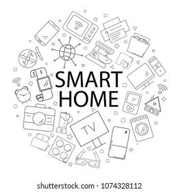 Vector smart home pattern with word. Smart home background