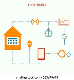 vector smart house illustration, banner, poster, concept of life