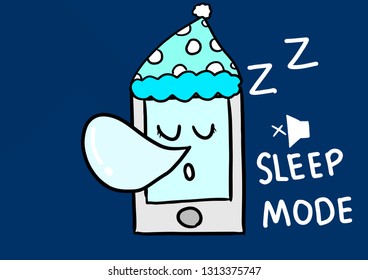 vector smart phone cartoon emotion sleeping.sleeping time concept.