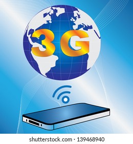 Vector smart phone connect to globe, telecommunication concept
