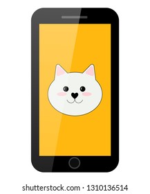 Vector Smart phone flat cartoon illustration for advertisement web sites banners infographics design. Cake.