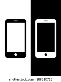 Vector Smart Phone Icon Set in Black and Reverse