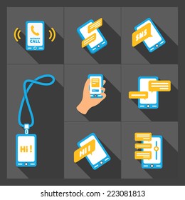 Vector smart phone icons on Gray