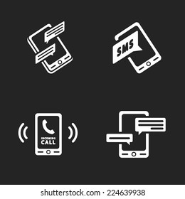 Vector smart phone icons on Black background