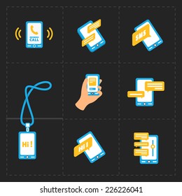 Vector smart phone icons on Black background