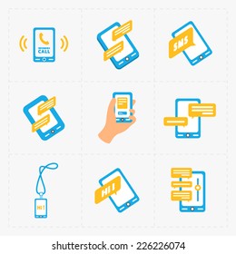 Vector smart phone icons on White